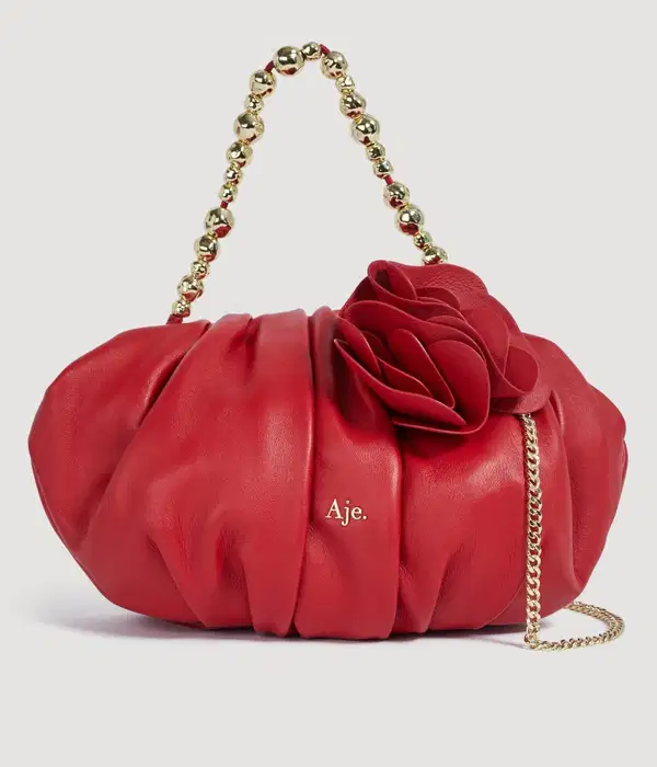 Ari Flower Clutch in Red - Purses