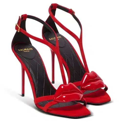 Suede Red Lips Sandals - Shoes