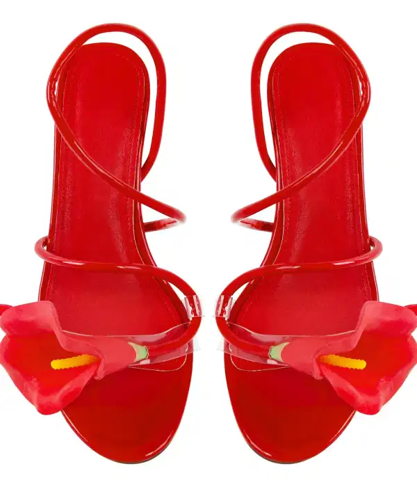 Red Calla Lily Kitten Heels - Shoes