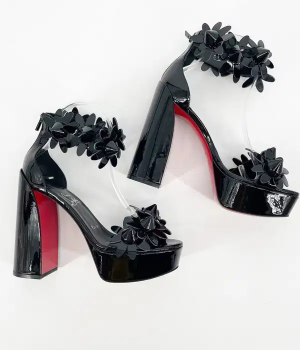 Daisy Spike Black Leather Heel - Shoes