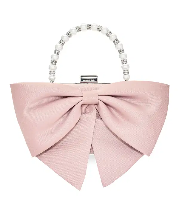 Pearl Embellished Bow Clutch - Purses