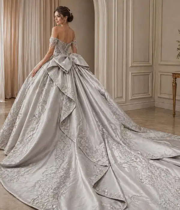 Silver Embroidery Princess Dress - Dresses