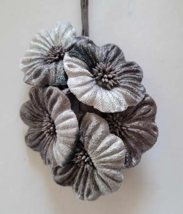 Silver Grey Round Velvet Blossoms - Ramos