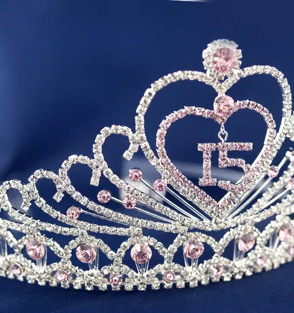 Pink Crystal Rhinestone Tiara - Headpieces