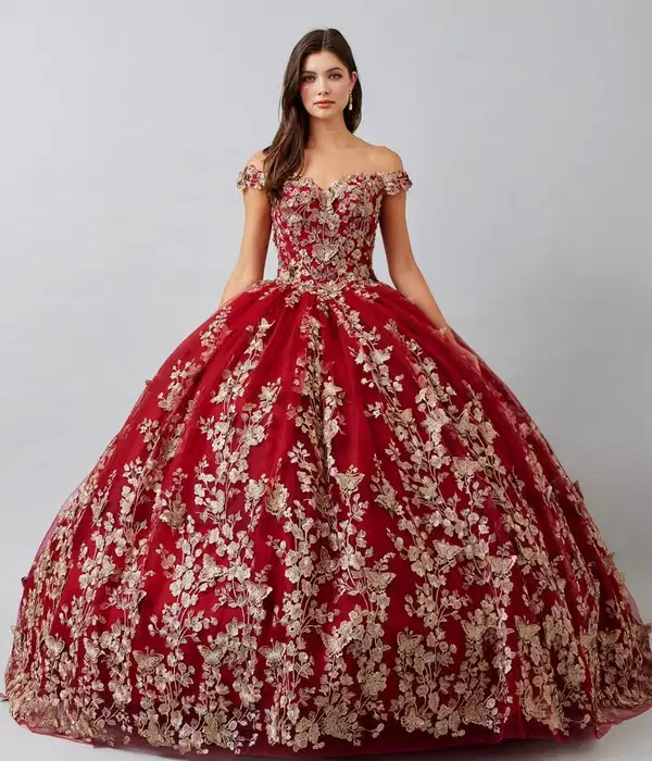 Red Silver Glittery Gown - Dresses