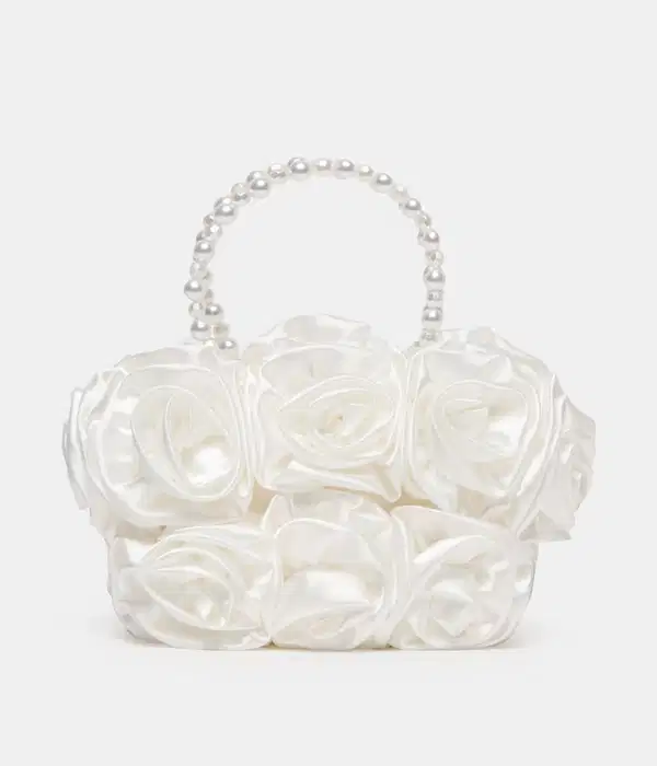 Aubrey Handbag White Satin Bag - Purses