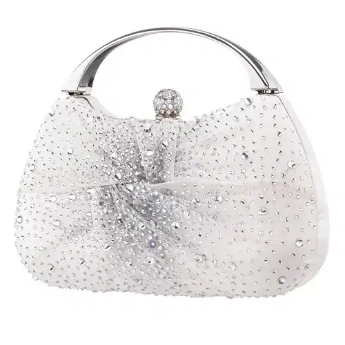Crystal Twist Chiffon and Satin Clutch Bag - Purses