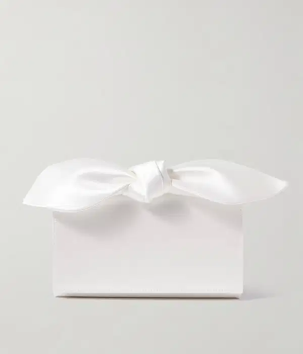 Bow Tie Mini White Satin Clutch - Purses
