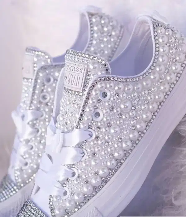 Pearl and Rhinestone Converse Sneaker - Shoes