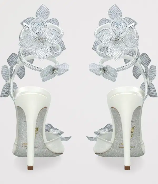 Embellished White Floriane Pumps - Shoes