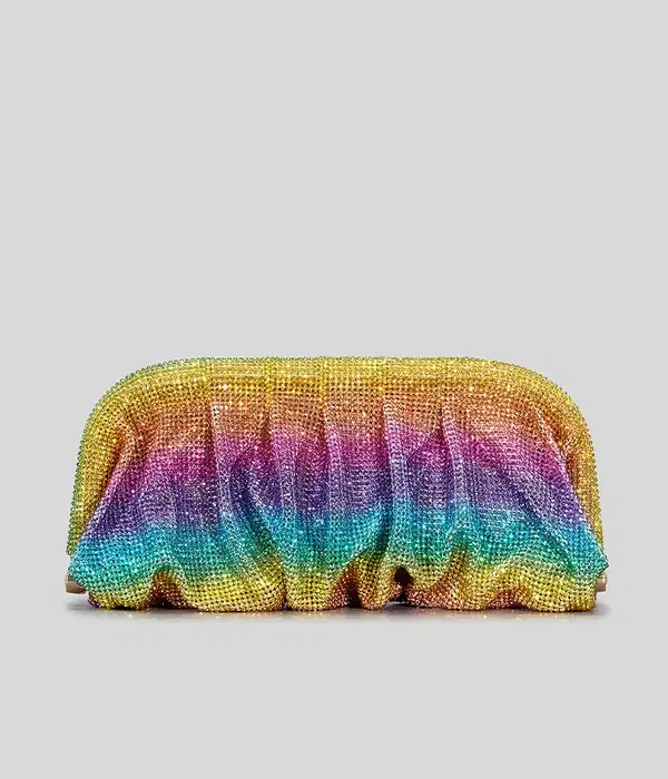 Rainbow Rhinestone Clutch - Purses