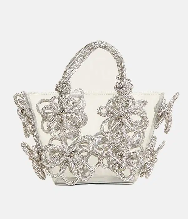 Butterfly Bow Evening Tote Bag with Rhinestones - Purses