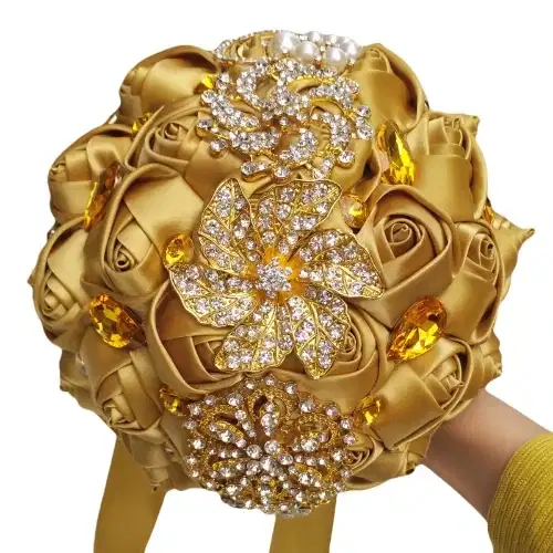 Gold Diamond Rose Silk Bouquet - Ramos
