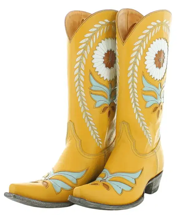 Yellow Sunflower Cowgirl Boots - Quinceañera Shoes