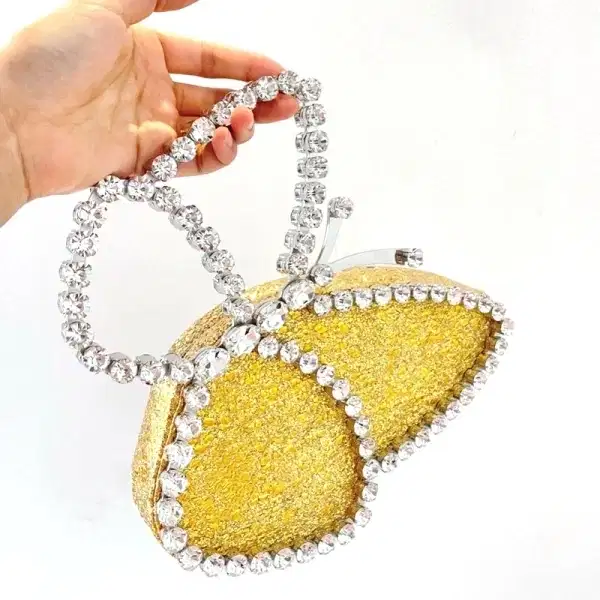Butterfly Yellow Rhinestone Clutch - Purses