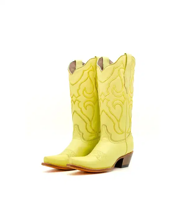 Yellow Embroidery Classic Cowgirl Boots - Shoes