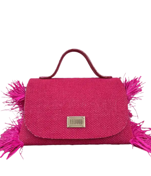 Hot Pink Jute with Side Raffia - Purses
