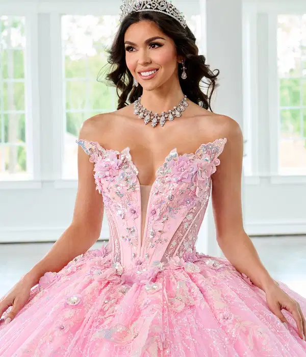 PInk Beaded 3D Rachel Allan Gown - Dresses