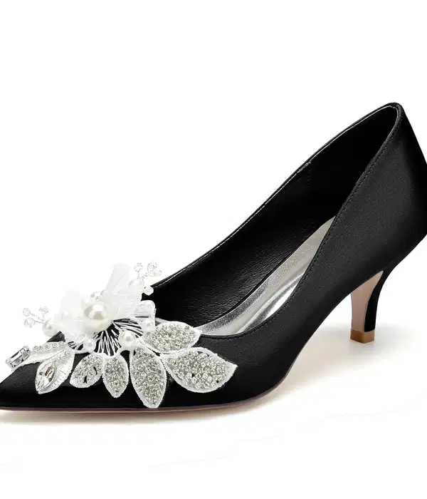 Black Satin Stiletto Heel Pumps - Shoes