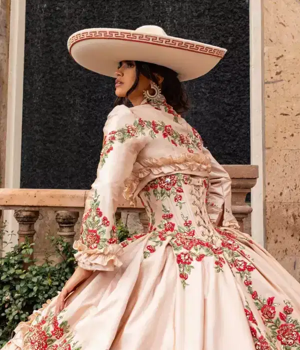 Charro in White and Red for Mis Quince - Dresses
