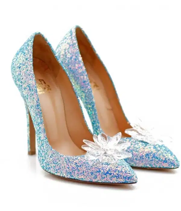Light Blue Glittery Cinderella Heels - Shoes