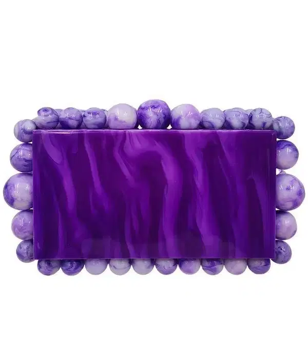 Daphne Acrylic Clutch in Purple - Purses