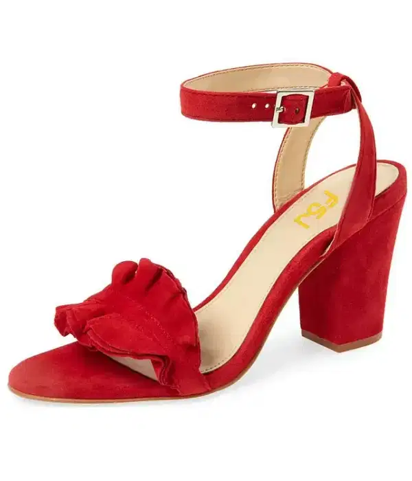 Red Ruffles Sandals - Shoes