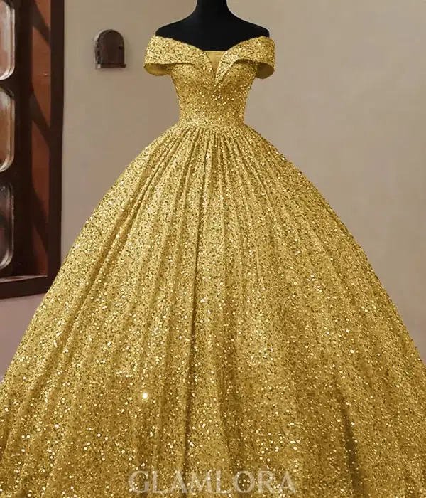 Gold Corset Mis Quince Gown - Dresses