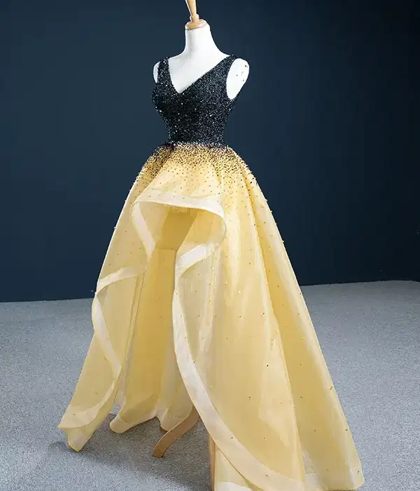 High Low Gold Mis Quince Dress - Dresses
