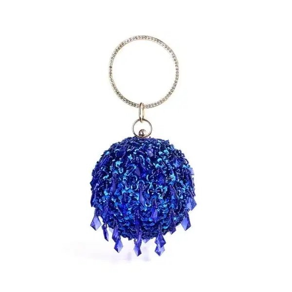 Royal Blue Sequins Round Clutch Purse - Purses