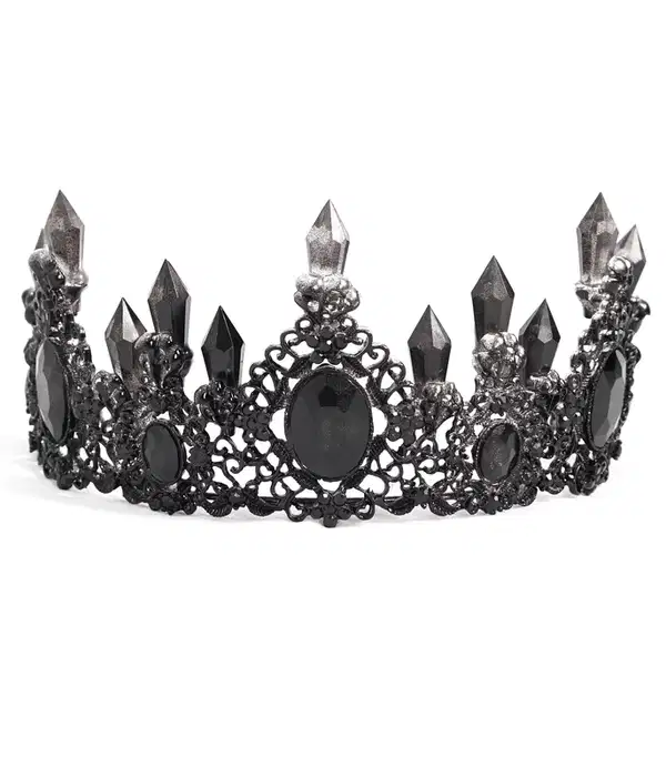Black Crystal Stone Crown Tiara - Headpieces