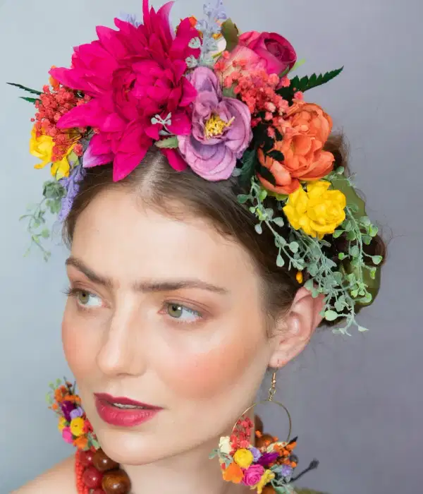 Fuchsia Dahlia Flower Crown - Quinceañera Headpieces