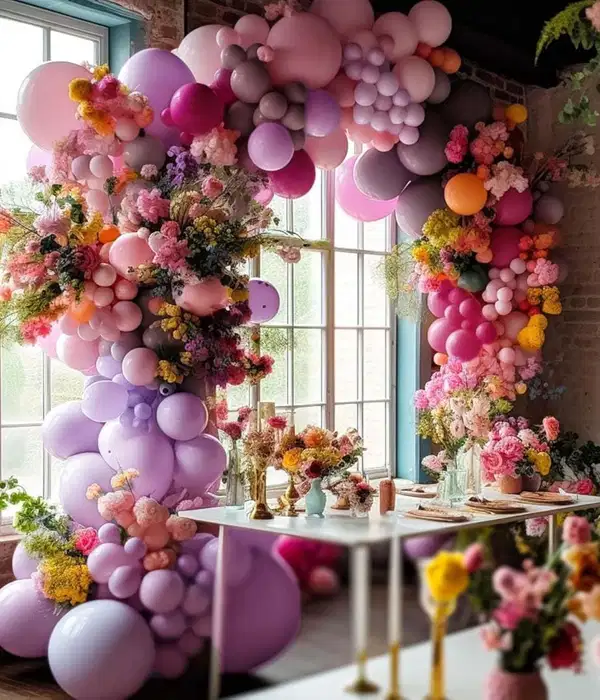 Purple Pink Balloon Garland Decor - Party Vibes