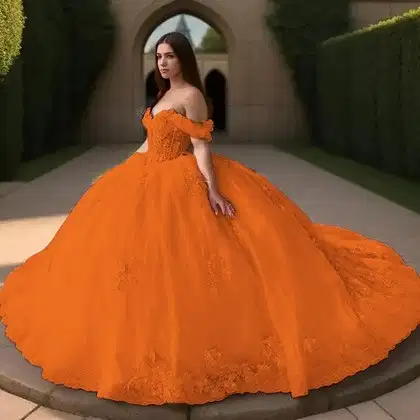 Orange Quinceanera Princess Gown - Dresses