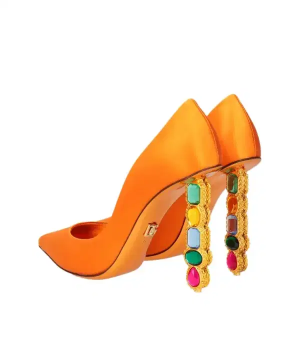 Lori Orange Silk Heels - Shoes