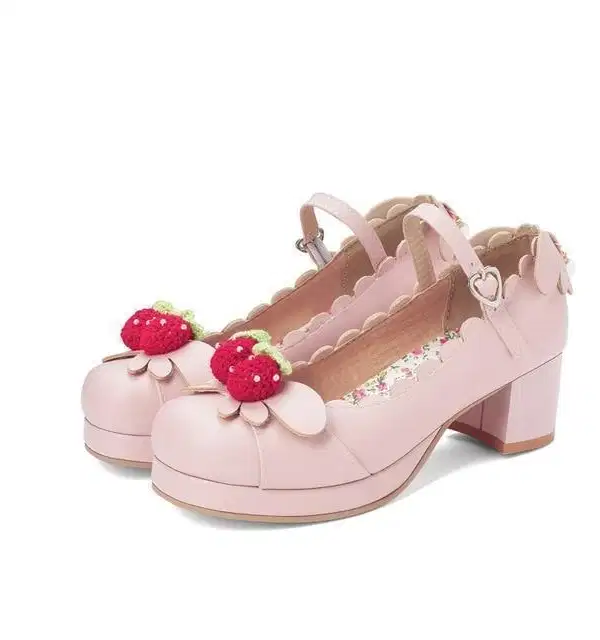 Strawberry Mary Jane Chunky Heels - Shoes