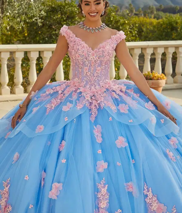 French Blue and Pink Quinceañera Dress - Dresses