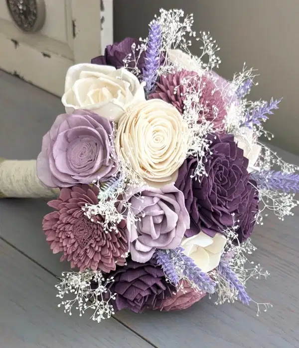 Lush Lavender and Ivory Sola Wood Flower Bouquet - Ramos