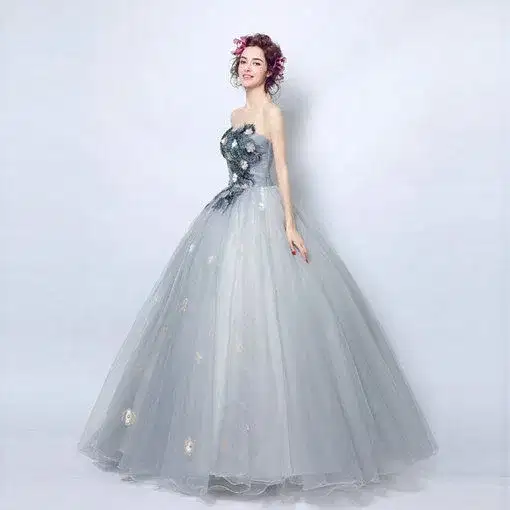 Strapless Grey Quinceanera Ball Gown - Dresses