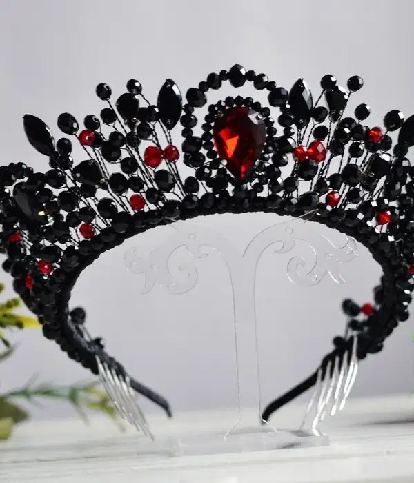 Black and Red Crystal Tiara - Headpieces
