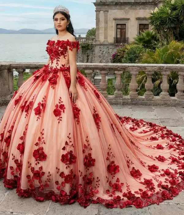 Red Off The Shoulder Quinceanera Dress - Dresses