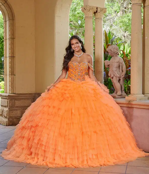 House of Wu Orange Ruffled Gown - Dresses