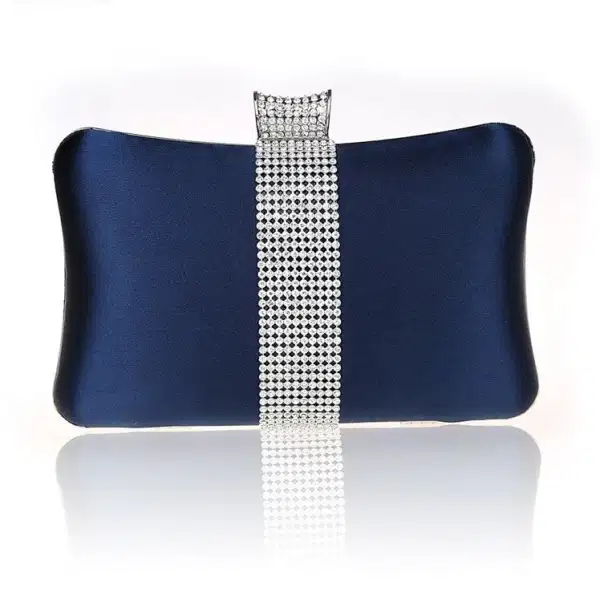 Navy Evening Box Clutch Rhinestone - Purses