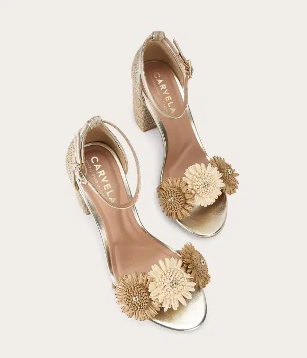 Sorrento Flower Block Heel - Shoes