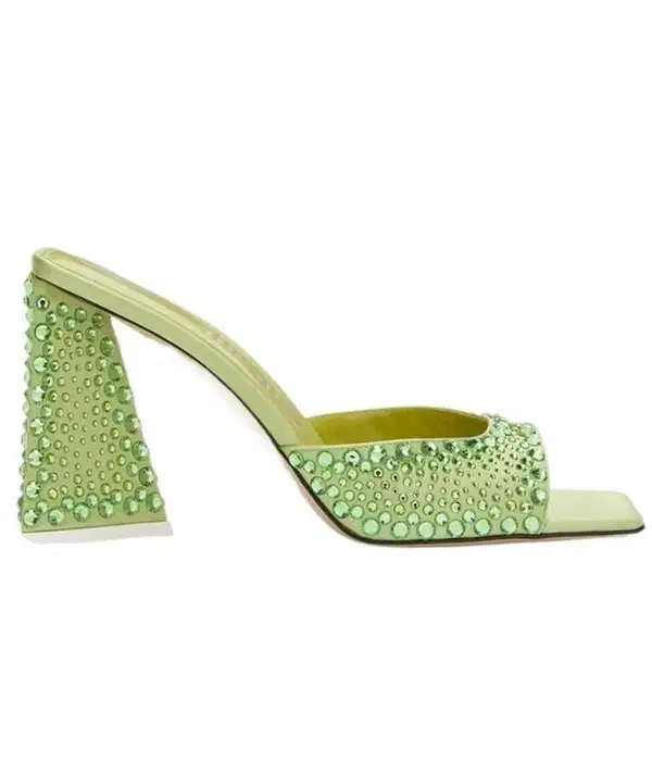 Mini Devon Embellished Green Mules - Shoes