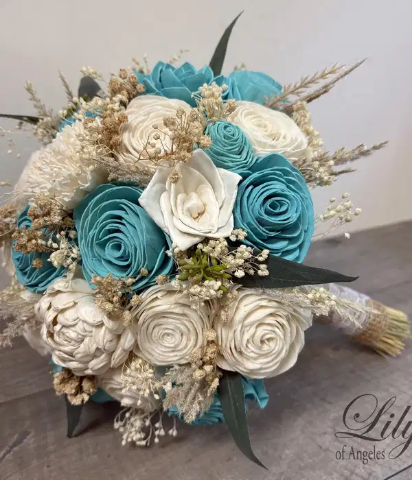 Teal Blue Floral Bouquet - Ramos