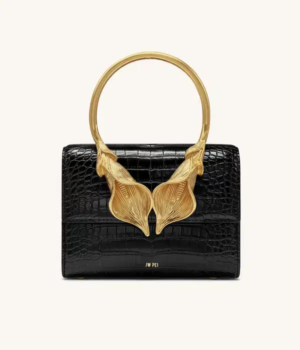 Black Croc Astrid Calla Lily Bag - Purses