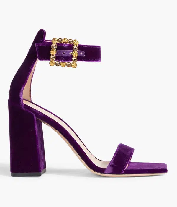 Wondy Purple Velvet Sandals - Shoes
