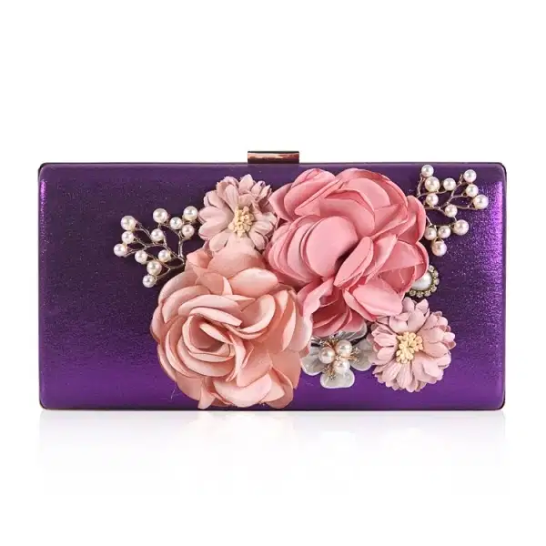Purple Flower Pearl Clutch Purse - Purses