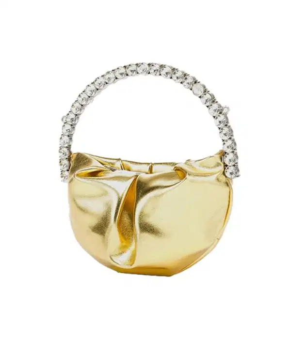 Metallic Slouchy Evening Clutch in Gold - Purses